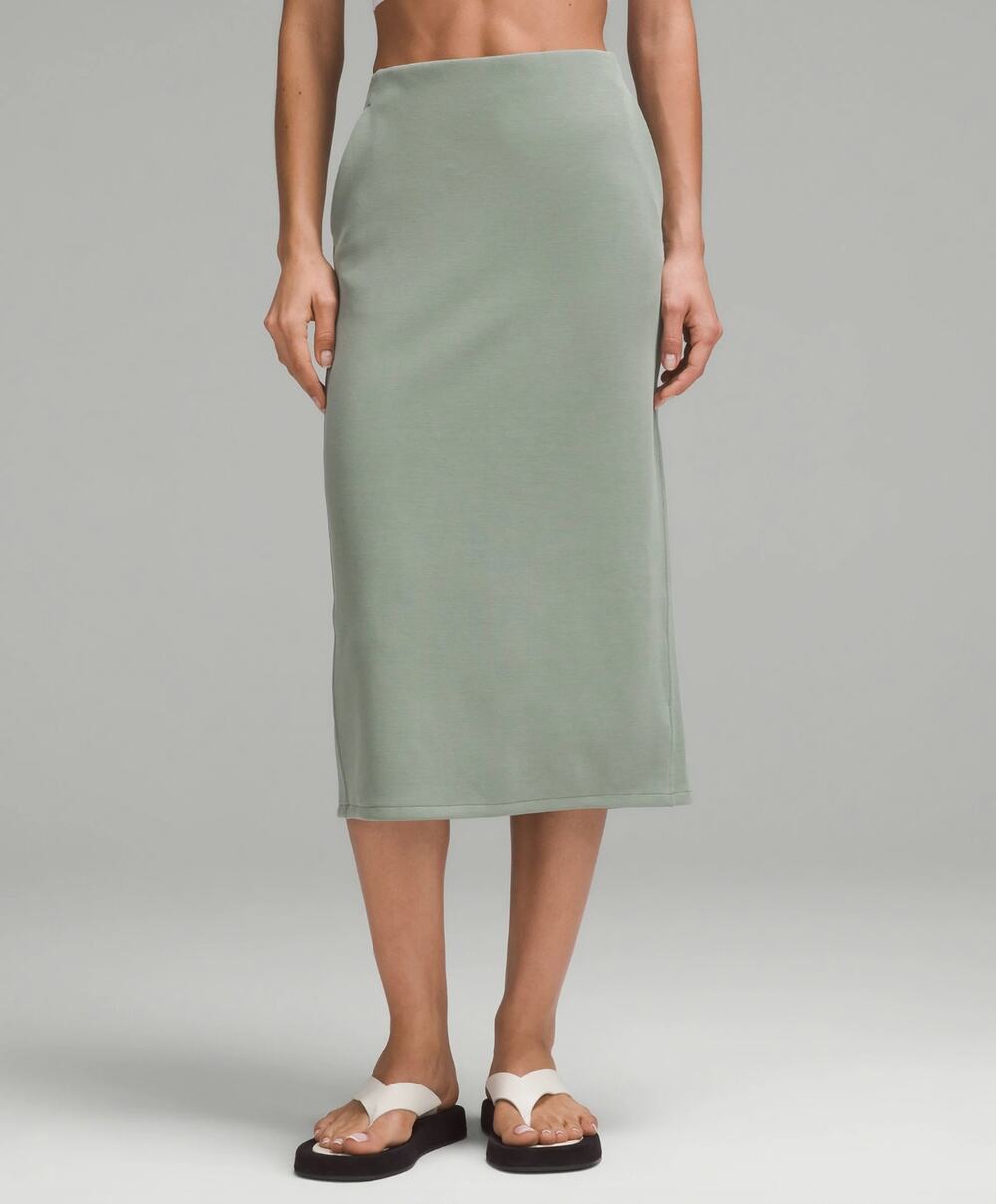 Lululemon Softstreme High-Rise Midi Skirt in Grey Eucalyptus, Size 14 NWT